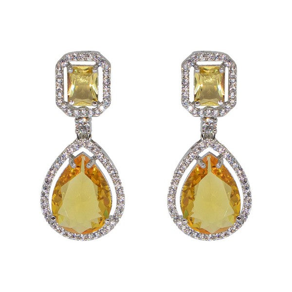 City Girl Brass American Diamond Rhodium Plated Petal Glow Tops
