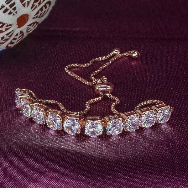City Girl AD Brass Rhodium-Plated Bracelet – Beaded Edge Adjustable Chain