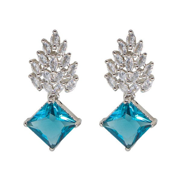 City Girl Brass Rhodium-Plated Radiant Crest CZ Earrings
