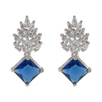 City Girl Brass Rhodium-Plated Radiant Crest CZ Earrings