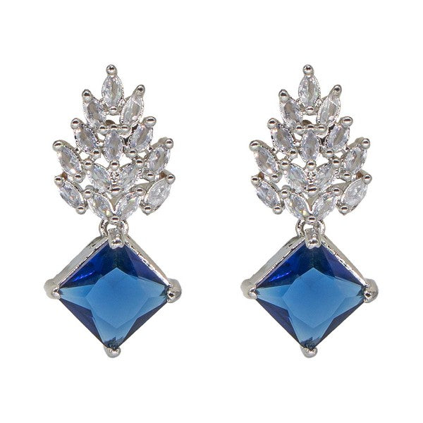 City Girl Brass Rhodium-Plated Radiant Crest CZ Earrings