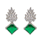 City Girl Brass Rhodium-Plated Radiant Crest CZ Earrings