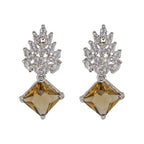 City Girl Brass Rhodium-Plated Radiant Crest CZ Earrings