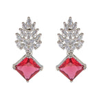 City Girl Brass Rhodium-Plated Radiant Crest CZ Earrings
