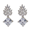 City Girl Brass Rhodium-Plated Radiant Crest CZ Earrings