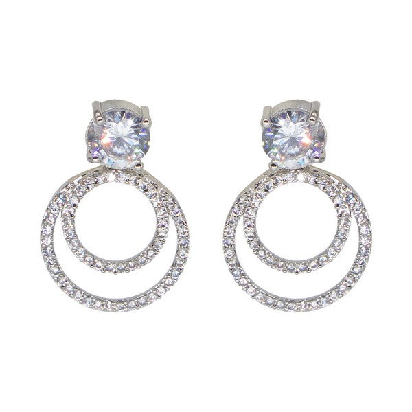 Manikya Brass American Diamond Rhodium Plated  Earings Tops With White Hydro Coloured CZ Stones