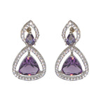 City Girl Brass Rhodium-Plated Radiant Triangle CZ Tops