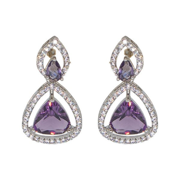 City Girl Brass Rhodium-Plated Radiant Triangle CZ Tops