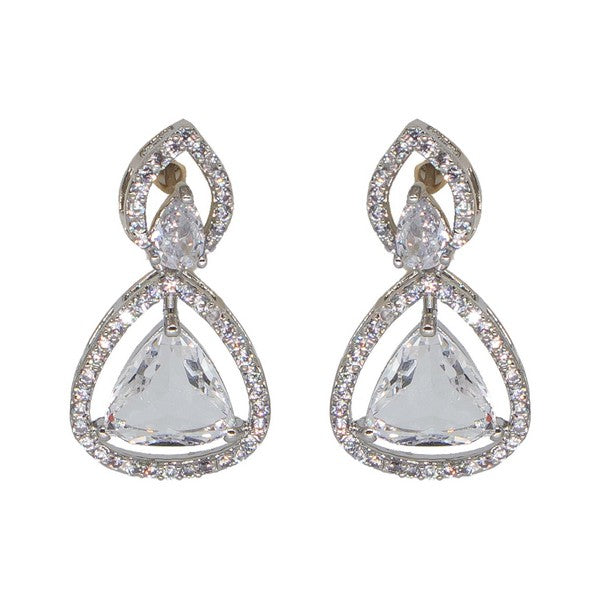 City Girl Brass Rhodium-Plated Radiant Triangle CZ Tops