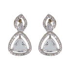 City Girl Brass Rhodium-Plated Radiant Triangle CZ Tops