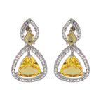 City Girl Brass Rhodium-Plated Radiant Triangle CZ Tops