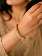 City Girl Jewellery Gold Plated American Diamond Bracelet for Women | Openable Kada Bracelet | CZ Stone Studded Elegant Bangle | Lightweight Daily Wear & Party Wear Bracelet | Anniversary, Wedding & Gift for Women