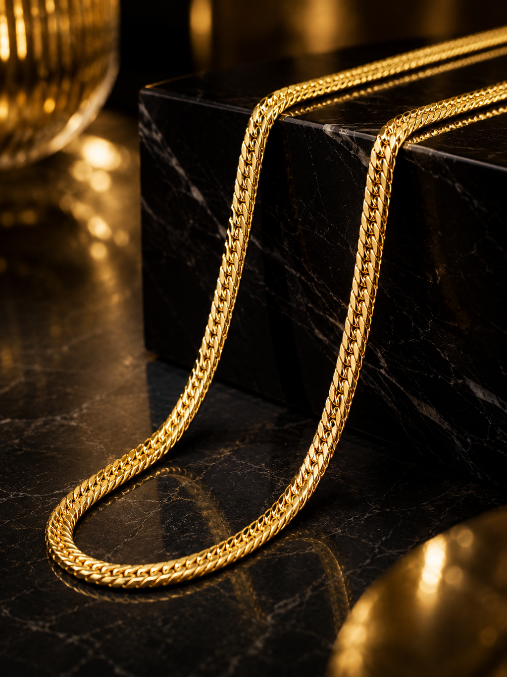 City Girl Premium Gold Plated Flat Cuban Chain for Men | 24 Inch (61 cm) Length | 5 mm Width | Durable Fashion Necklace Chain for Men & Boys | Gold Tone Statement Jewellery