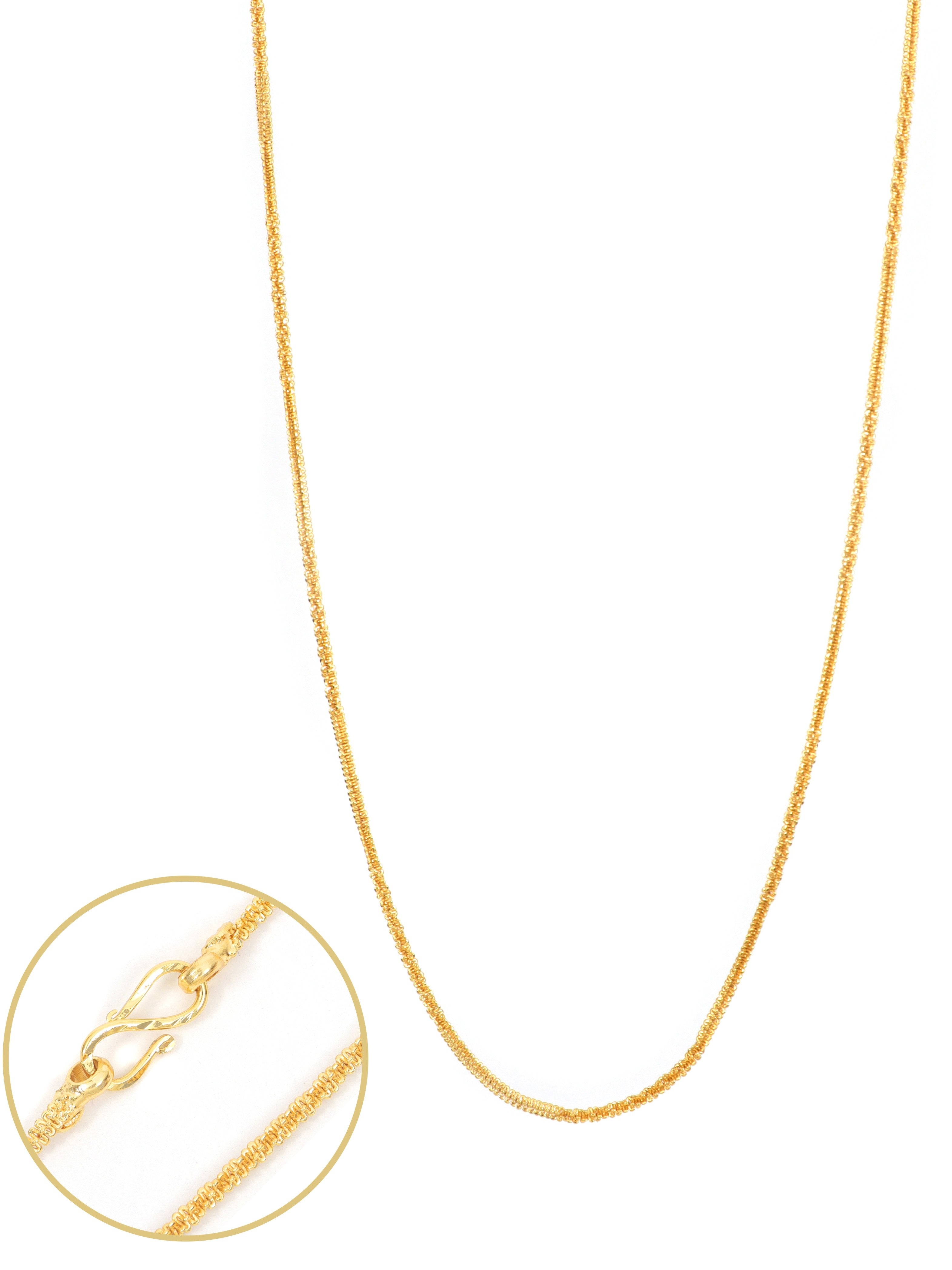 City Girl Jewellery 24 CT Gold Plated Unisex Chain for Men & Women, 24 Inch, 1mm Thickness, 10 g Lightweight Copper Chain, Skin Friendly, Gold Replica Daily Wear Necklace