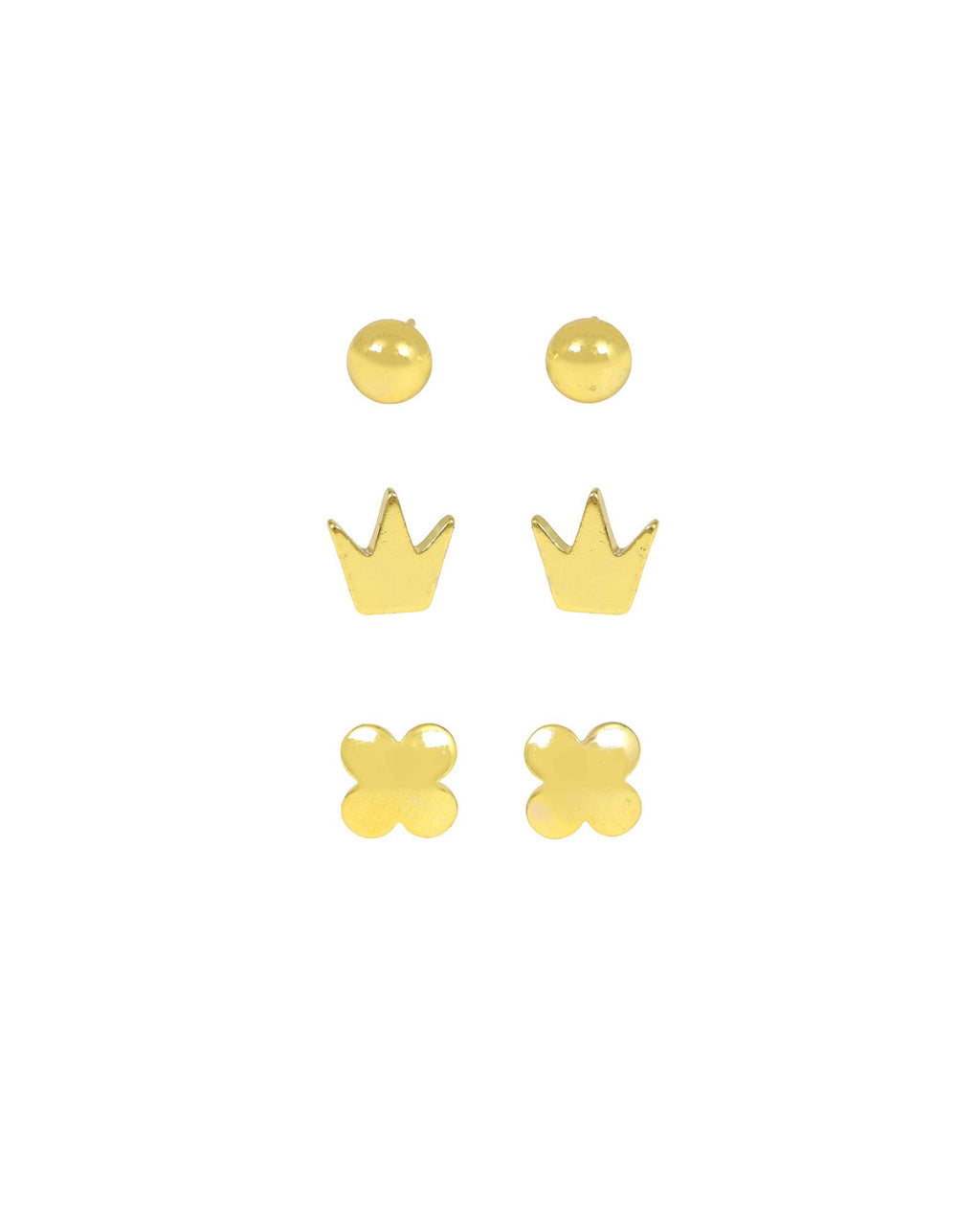 24CT Gold Plated Designer Stud Earrings Pack of 3 | Anti-Tarnish Daily Wear Earrings for Women