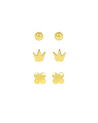 24CT Gold Plated Designer Stud Earrings Pack of 3 | Anti-Tarnish Daily Wear Earrings for Women
