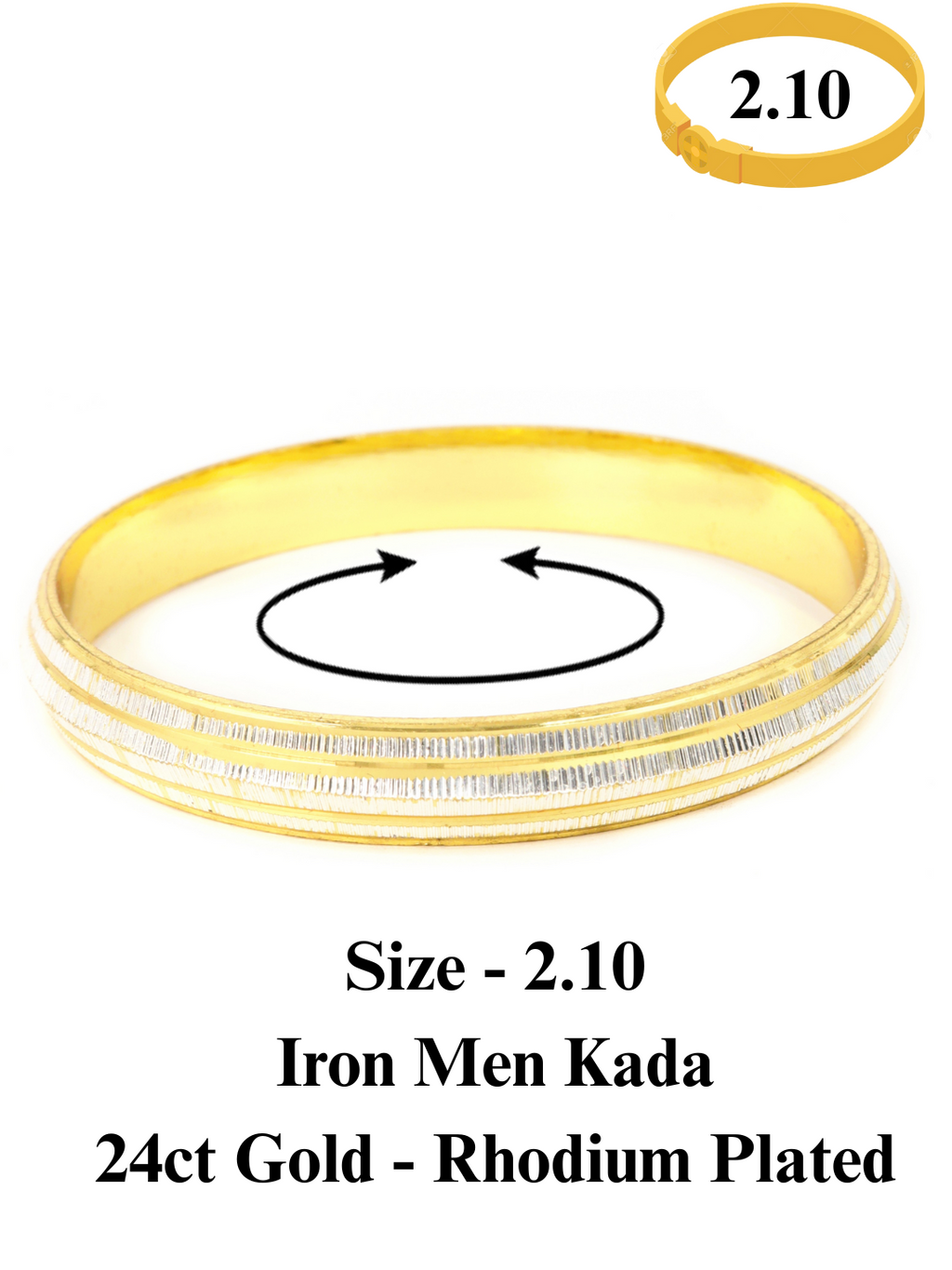 City Girl 24ct Gold And Rhodium Plated Anti Tarnish Iron Kada Bangle Bracelet for Men and Boys. (1 Pc) (KADA 112)