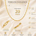 City Girl Jewellery 24CT Gold Plated Twisted Snake Chain Necklace for Women & Girls | 20 Inch Copper Gold Replica Chain | Lightweight, Rash Free & Skin Friendly | Premium Fashion Jewellery for Daily Wear, Office, Party & Festive Wear (CN 426)