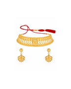 MANIKYA Gold Plated Copper Choker Necklace Set for Women | Bridal Wedding Jewellery Set with Earrings | Traditional Ethnic Party Wear
