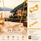 City Girl Jewellery 24KT Gold Plated 24 Inch Chain for Men & Women | 4mm Oval Link Necklace | Lightweight 6g Gold Replica Chain | Copper Base | Anti-Rash | Daily Wear Fashion Jewellery