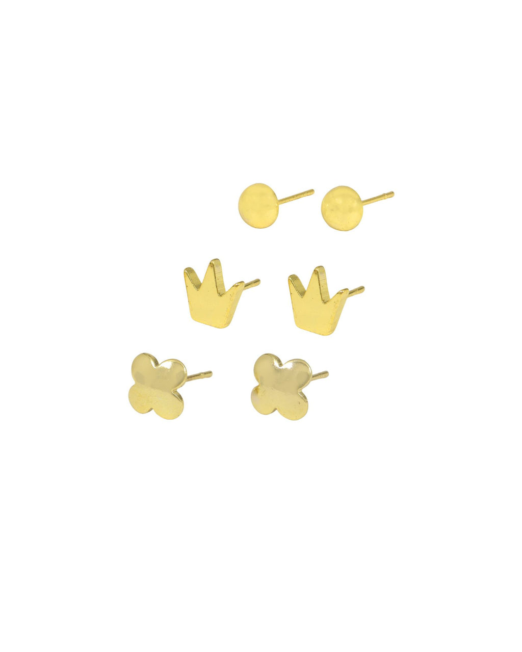 24CT Gold Plated Designer Stud Earrings Pack of 3 | Anti-Tarnish Daily Wear Earrings for Women