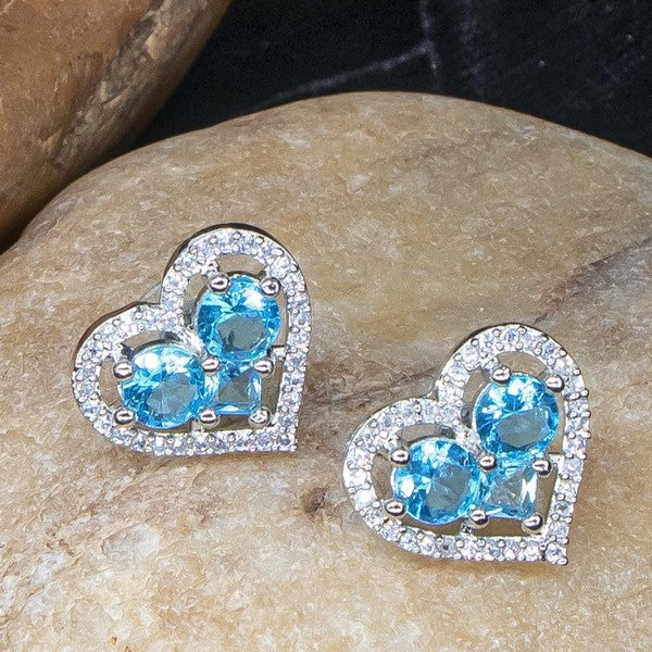 City Girl Brass Rhodium-Plated Eternal Love CZ Studs