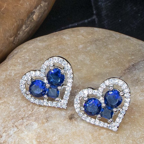 City Girl Brass Rhodium-Plated Eternal Love CZ Studs