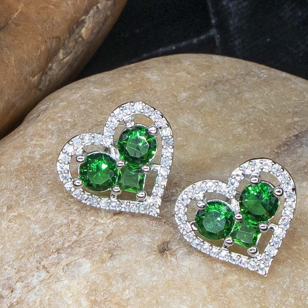City Girl Brass Rhodium-Plated Eternal Love CZ Studs