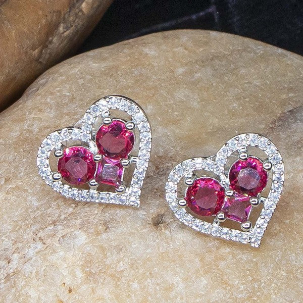 City Girl Brass Rhodium-Plated Eternal Love CZ Studs