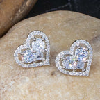 City Girl Brass Rhodium-Plated Eternal Love CZ Studs