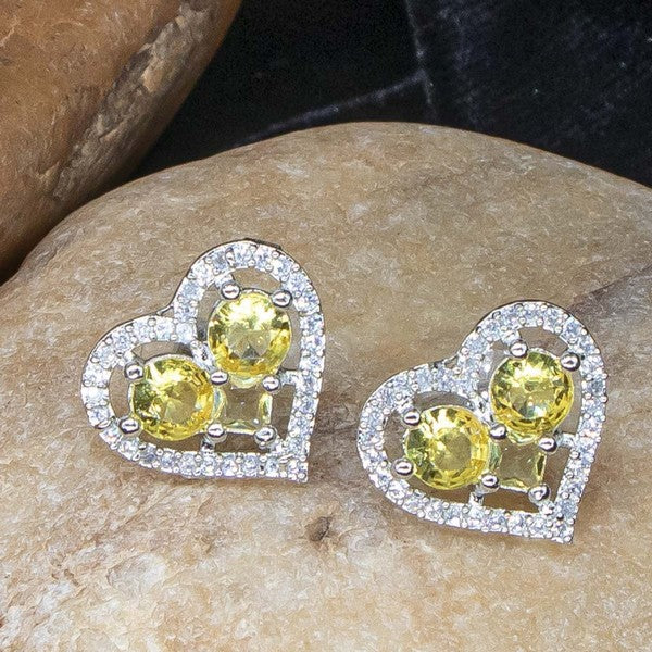 City Girl Brass Rhodium-Plated Eternal Love CZ Studs
