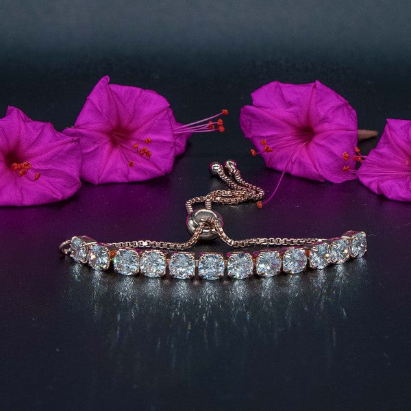 City Girl AD Brass Rhodium-Plated Bracelet – Elegant Linked Adjustable Chain