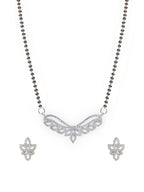 City Girl AD Rhodium Mangalsutra Set with Earrings & Chain – Timeless Royal Glow for Women & Girls.