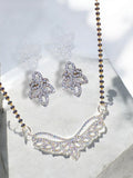 City Girl AD Rhodium Mangalsutra Set with Earrings & Chain – Timeless Royal Glow for Women & Girls.