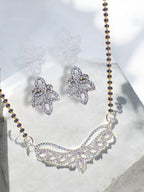 City Girl AD Rhodium Mangalsutra Set with Earrings & Chain – Timeless Royal Glow for Women & Girls.