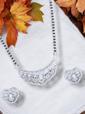 City Girl AD Rhodium Mangalsutra Set with Earrings & Chain – Modern Diva Style for Women & Girls.