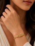 City Girl Jewellery 24CT Gold Plated Nail Bracelet for Women | AAA Cubic Zirconia Studded Openable Cuff Bangle | Anti Tarnish Lightweight Daily Wear Fashion Bracelet for Girls & Women | Gift for Wife, Sister & Girlfriend