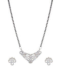 City Girl AD Rhodium Mangalsutra Set with Earrings & Chain – Classic Grace Collection
