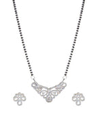 City Girl AD Rhodium Mangalsutra Set with Earrings & Chain – Classic Grace Collection