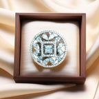 City Girl Brass Cz stone Studded Rhodium Plated Cocktail Finge Silver Round Ring. (Free Size)