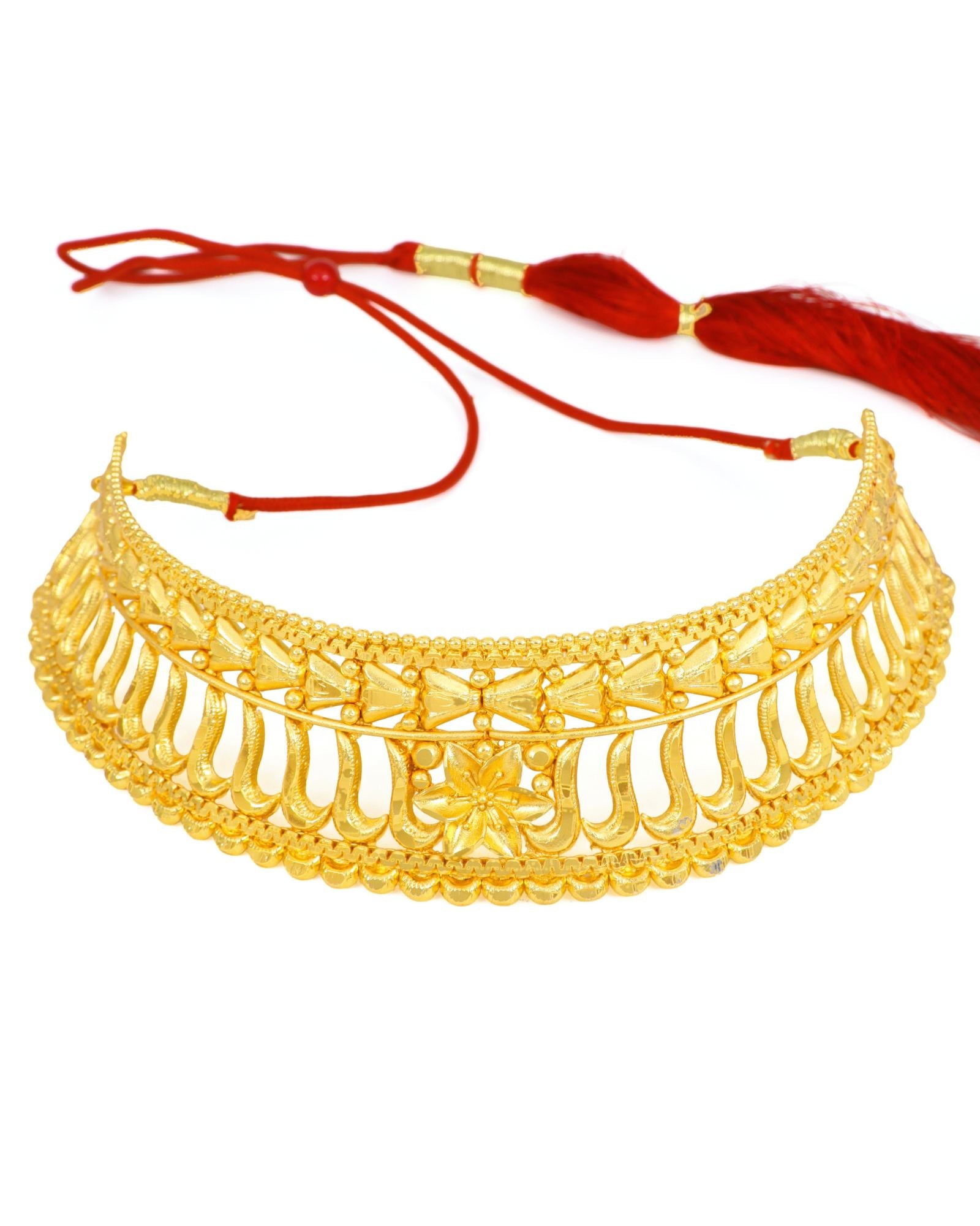 MANIKYA Gold Plated Copper Choker Necklace Set for Women | Bridal Wedding Jewellery Set with Earrings | Traditional Ethnic Party Wear