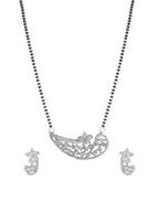 City Girl AD Rhodium Mangalsutra Set with Earrings & Chain – Elegant Sparkle Edition