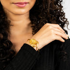 City Girl Brass Gold-plated Geometric Statement Bracelet