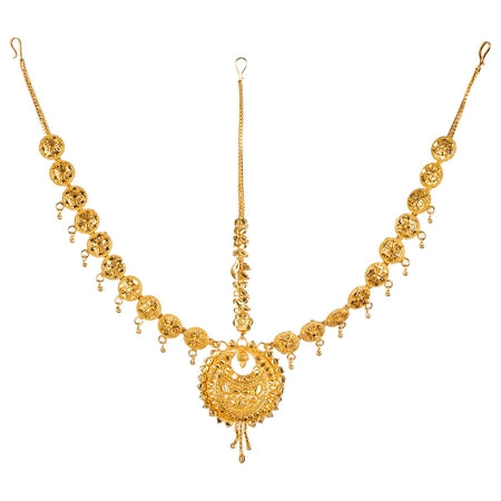 MANIKYA Traditional Bridal Combo with Maang Tikka – 24ct Gold-plated Wedding Jewellery for Women & Girls
