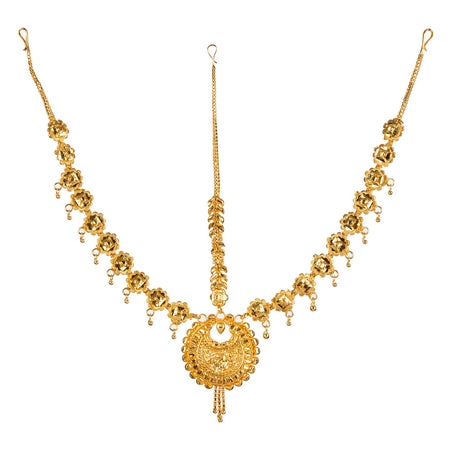 MANIKYA Mankiya Traditional Trendy Wedding Jewellery 24ct Gold plated Bridal Combo with Maangtikka For Women and Girls.
