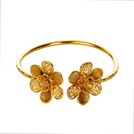 City Girl Brass Gold-plated Floral Cutwork Bracelet