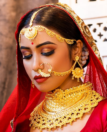 City Girl Brass Gold-plated Gold Jewellery Set (Pack of 1) – Red Bridal Glow