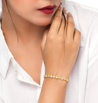 City Girl AD Brass Rhodium-Plated Beaded Edge Bracelet with Adjustable Chain (Free Size)