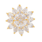 City Girl Brass Cz stone Studded Gold Plated Cocktail Finge Ring. (Free Size)