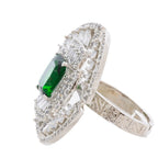 City Girl Brass Rhodium-Plated CZ Cocktail Circle Ring (Free Size)